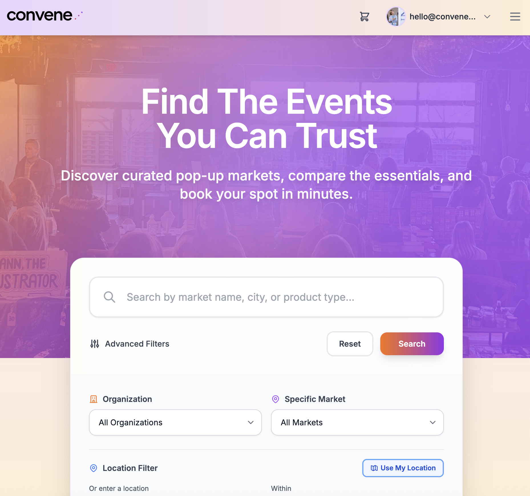 Browse and apply to markets